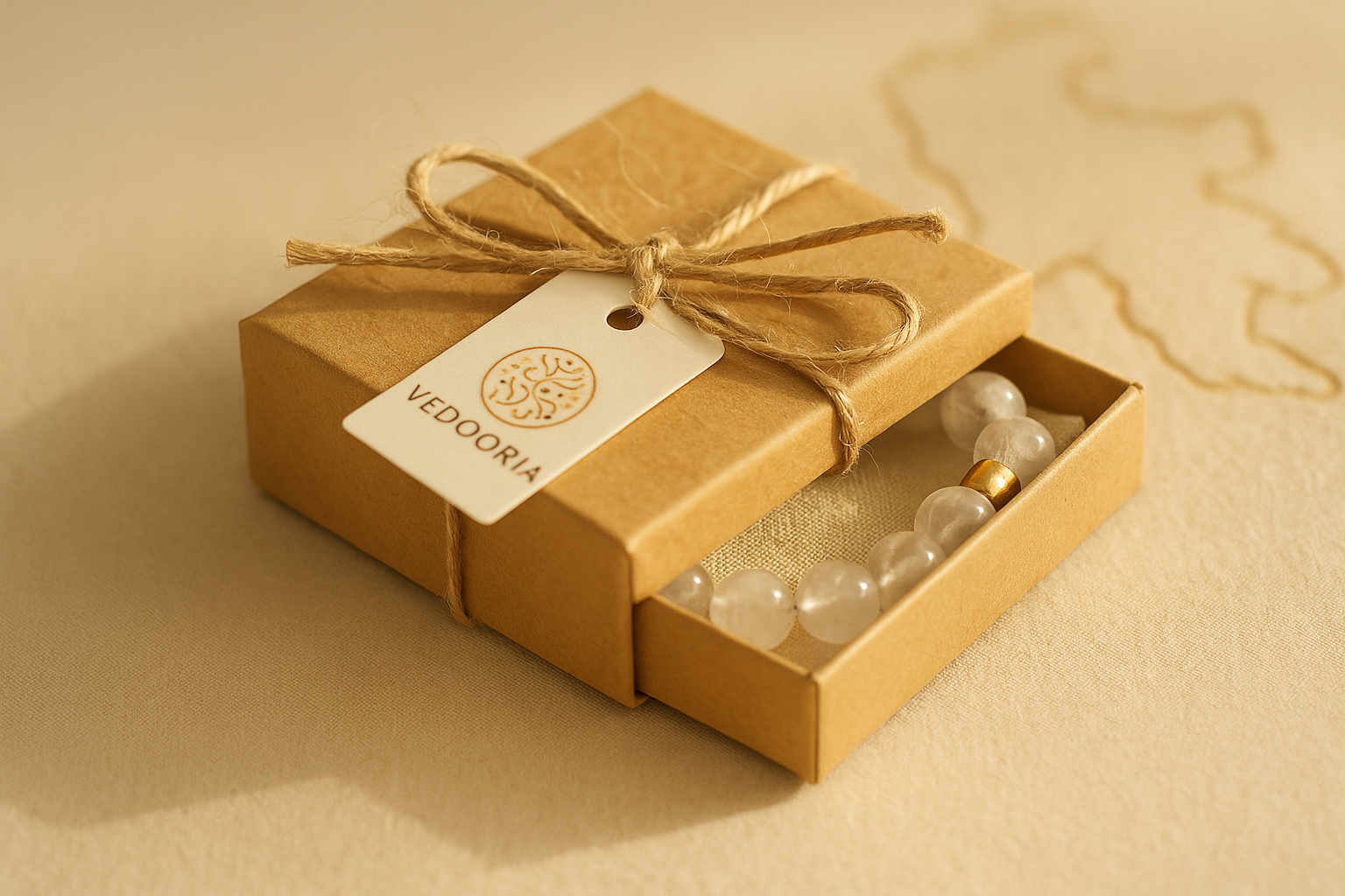 co-friendly box with crystal bracelet and Vedoorja tag – fast shipping across India